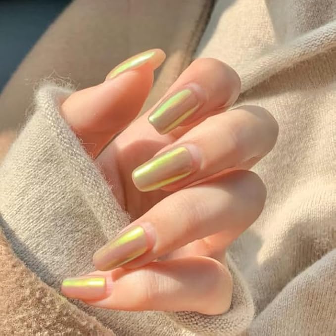 2 Pcs Aurora Chrome Powder for Nails White Iridescent Nail Powder,Mermaid Chrome Nail Pearl Powder Chameleon Chrome Nail Powder Manicure Pigment(2 Pcs Aurora)-FemmiqueWomen