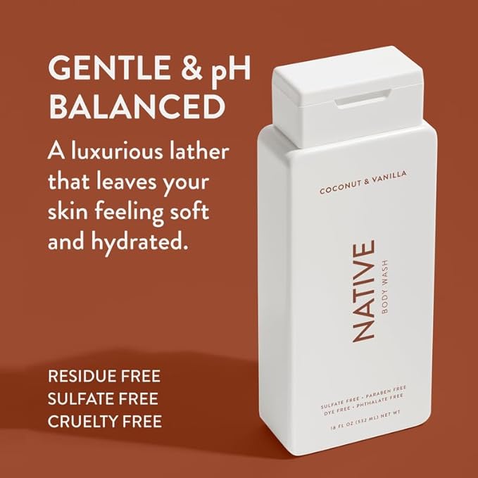 Native Body Wash Contains Naturally Derived Ingredients | for Women & Men, Sulfate, Paraben, & Dye Free Leaving Skin Soft & Hydrated |Coconut & Vanilla, Lavender Rose, & Cucumber Mint, 18 oz Pack of 3-FemmiqueWomen