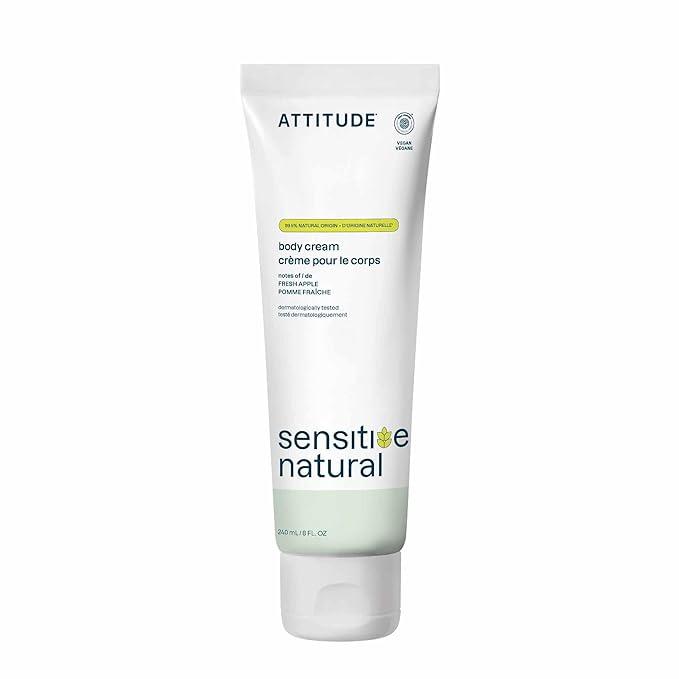 ATTITUDE Body Cream for Sensitive Skin with Oat, EWG Verified, Dermatologically Tested, Vegan, Avocado Oil, 8 Fl Oz-FemmiqueWomen