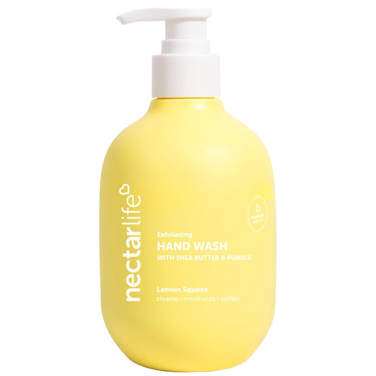 Nectar Life Exfoliating & Moisturizing Hand Wash, Volcanic Pumice for Hand Scrub, Shea Butter Softens Hands, Clean Vegan Ingredients, Lemon Scent-FemmiqueWomen