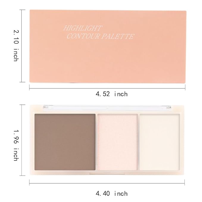 3 IN 1 Brown Nude Face Highlight Bronzer Powder Palette for Face Cheeks Contour Brightening, Buildable Matte Coverage Natural Makeup,Ultra Sculpt Nose Shadow Eyeshadow Primer 03#-FemmiqueWomen