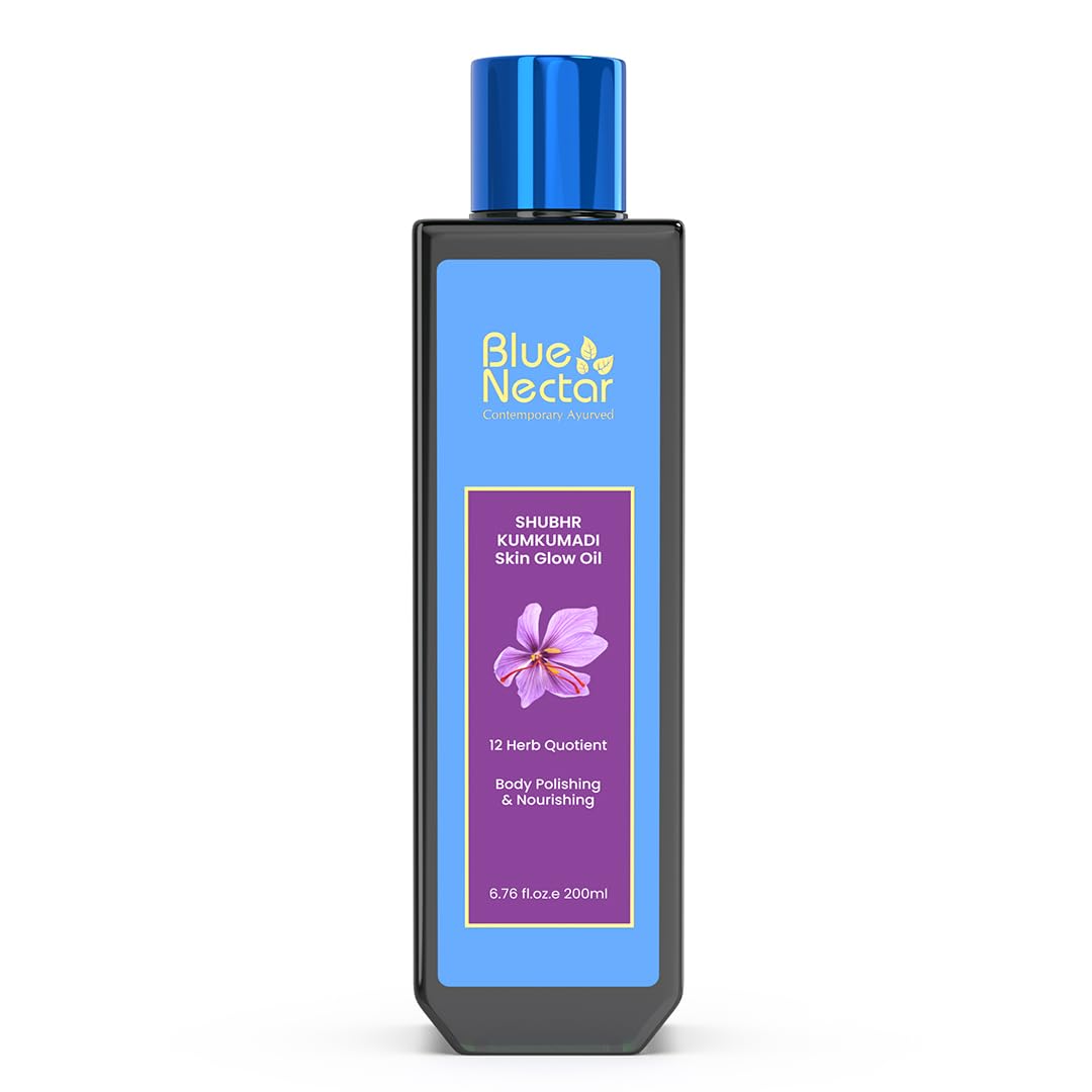 Blue Nectar Kumkumadi Body Oil for Glowing Skin | Moisturizing Body Oil for Dry Skin with Relaxing Aroma | Plant Based Body Oil for Women & Men (12 Herbs, 6.76 fl oz)-FemmiqueWomen