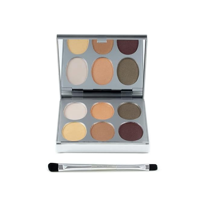 Jerome Alexander New Again Eyeshadow Palette & Brush, 6 Buildable & Blendable Micronized Powder Shades (Always Works)-FemmiqueWomen