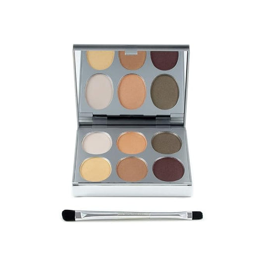 Jerome Alexander New Again Eyeshadow Palette & Brush, 6 Buildable & Blendable Micronized Powder Shades (Always Works)-FemmiqueWomen