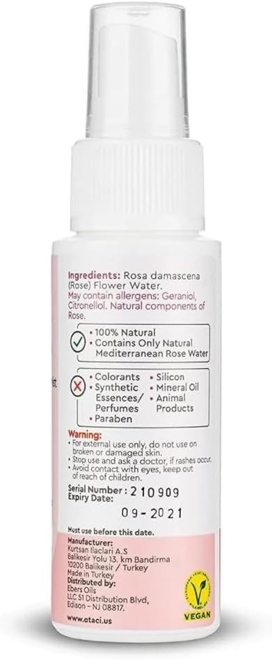 OTACI Rose Passion Face Mist Spray – 100% Natural Rose Water Hydrating Mist for Glowing, Refreshed Skin – Travel Size 50ml – Vegan, Alcohol-Free, for All Skin Types-FemmiqueWomen