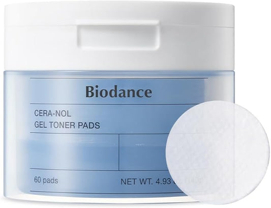 Biodance Cera-NOL Gel Toner Pads, Hydrating & Soothing for Sensitive Skin, Redness Reducing, Gentle Exfoliating Toner Pads, Korean Skincareㅣ4.93 fl.oz.(140g)*60Pads-FemmiqueWomen