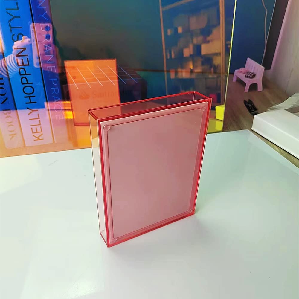 Grafting False Eyelash Acrylic Extension Pallet Organizer, Eyelash Extension Glue Tweezers Plate Makeup Palette, Dustproof Storage Box Display Training Tools Salon (Transparent Pink L)-FemmiqueWomen