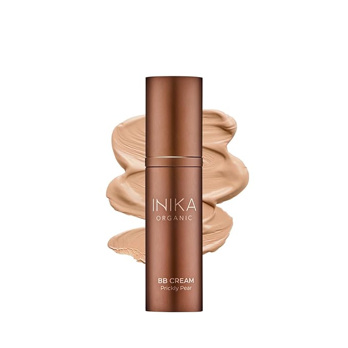 INIKA Organic BB Cream Foundation - Vegan Makeup with Hydrating Prickly Pear, Jojoba, and Pomegranate Seed Oil - Lightweight Glow for Balanced Skin Tone, Beige, 1 fl oz-FemmiqueWomen