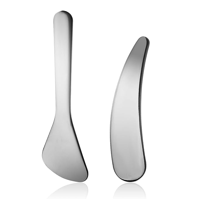 2Pcs Cosmetic Spatula Reusable Facial Massage Spatula Practical Mini Makeup Eye Cream Applicator Multi-functional Beauty Face Skincare Spoon for Mixing Sampling Lotions Moisturizers Accessories-FemmiqueWomen