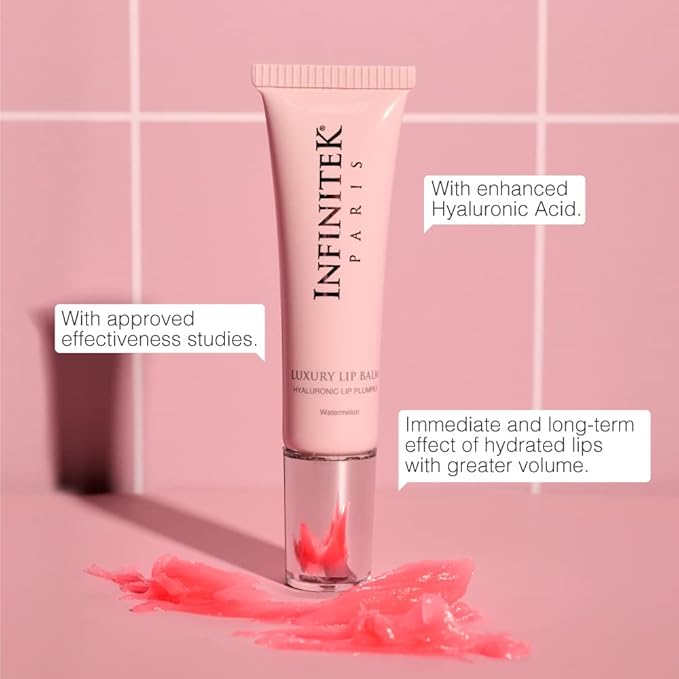 Infinitek Paris Luxury Lip Balm with Hyaluronic Acid - Hydrating Lip Gloss Plumper, Volumizing Tinted Lip Balm Makeup, Plumping Lip Gloss to Nourish & Repair Damaged Lips, 0.33 oz / 9.35 g-FemmiqueWomen