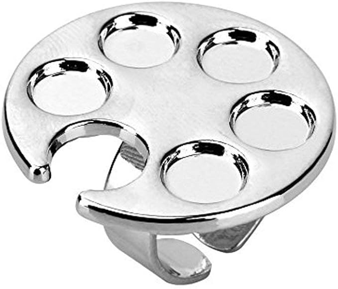 2 Pcs/Lot Mini Manicure Palette Wearable Metal Nail Art Polish Holder Paint Palette Finger Rings Nail Art Tools Palettes Palette Cups-FemmiqueWomen
