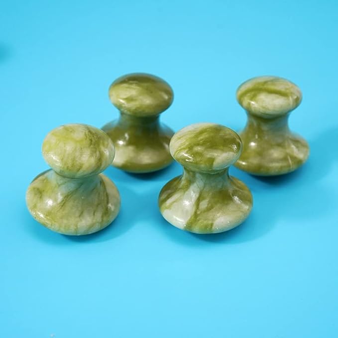 2 Pcs Mushroom Jade Gua Sha Facial Tools, Jade Roller Guasha Massage Green Jade Stone Mushroom Shaped Face Lift Remove Wrinkles Massager for Women Spa, Massage Knobs for Body Relaxing-FemmiqueWomen