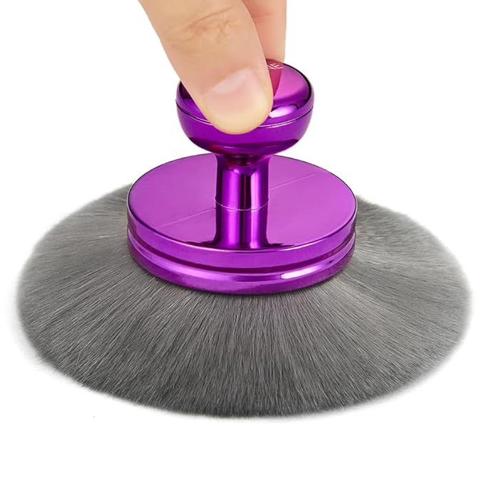 Extra Large Kabuki Brush Set for Body and Face Foundation & Makeup,Multi-functional,Mix bronze self-tanning applicator, wide round head, Great gift for women with Velvet bag(Purple 2pcs)-FemmiqueWomen