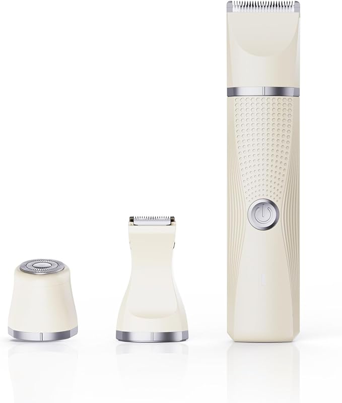 3-in-1 Electric Razor for Women - Waterproof Bikini Trimmer,Rechargeable Electric Shaver for Lady,Pubic Hair Trimmer Women,Personal Trimmer Groomer for Body Hair (Cream, LY-2)-FemmiqueWomen