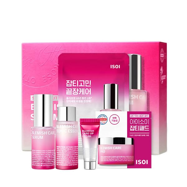 ISOI Blemish Care Up Serum Gift Set, Korean Skin Care for Hydration & Radiance – Full Size or 5-Step Travel Kit Options (5-Step Special Kit (1.77 fl.oz))-FemmiqueWomen