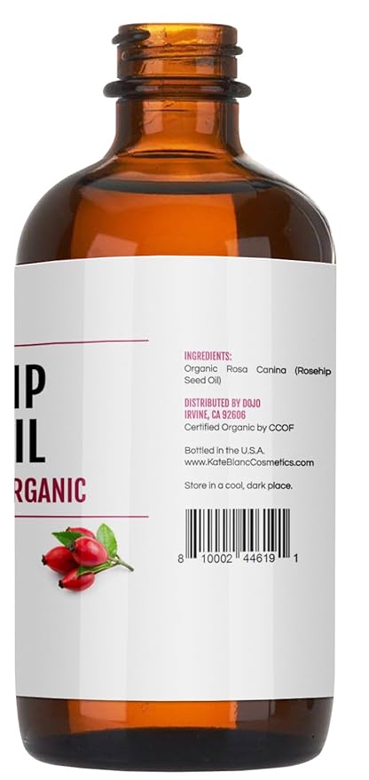 Kate Blanc Cosmetics Rosehip Oil for Face & Softer Glowing Skin (1oz, Organic, Pure, Cold Pressed) Rosehip Seed Face Oil for Facial & Gua Sha Massage-FemmiqueWomen