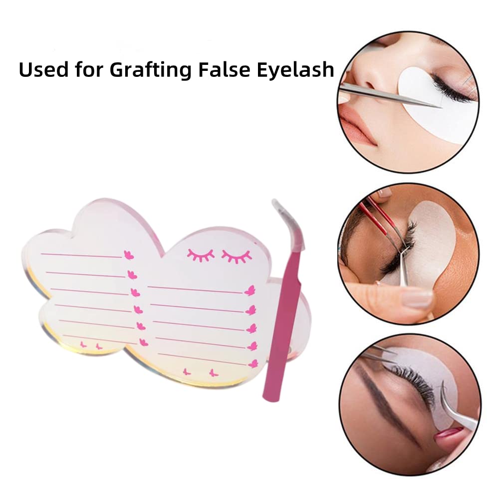 Grafting False Eyelash Acrylic Extension Pallet, Eyelash Extension Tweezers Plate Pad Makeup Palette Individual Training Tools Dazzling (Cloud-shaped A （5.51x3.94in）)-FemmiqueWomen