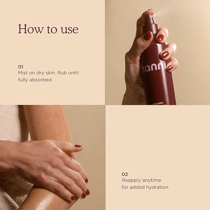 HANNI Water Balm Hydrating Body Mist, Moisturizer Spray with Hyaluronic Acid for All Skin Types, Lotion Replacement, 200 mL / 6.76 fl oz-FemmiqueWomen