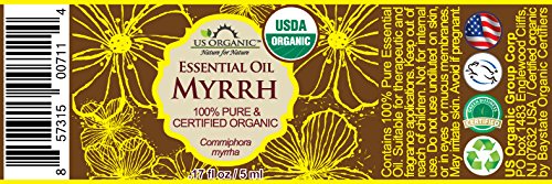 US Organic 100% Genuine Myrrh Essential Oil - Sourced from The Horn of Africa, USDA Certified Organic, Extracted by Hydro-Distillation (Myrrh, 5 ml)-FemmiqueWomen