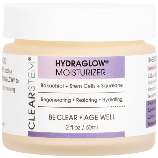 CLEARSTEM - HYDRAGLOW Stem Cell Moisturizer - Bakuchiol + Squalene - Youthful Skin Face Moisturizer - All Skin Types - Facial Skin Care Products - Gluten Free, Cruelty Free - 2 fl oz / 60ml-FemmiqueWomen