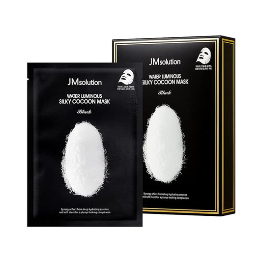 JMsolution Water Luminuous Silky Cocoon Black Mask - Korean Skincare Facial Mask - Silkworm extract amino acid -Nutrition and Moisturization Synergy - 10 sheets for a sensitive skin-FemmiqueWomen