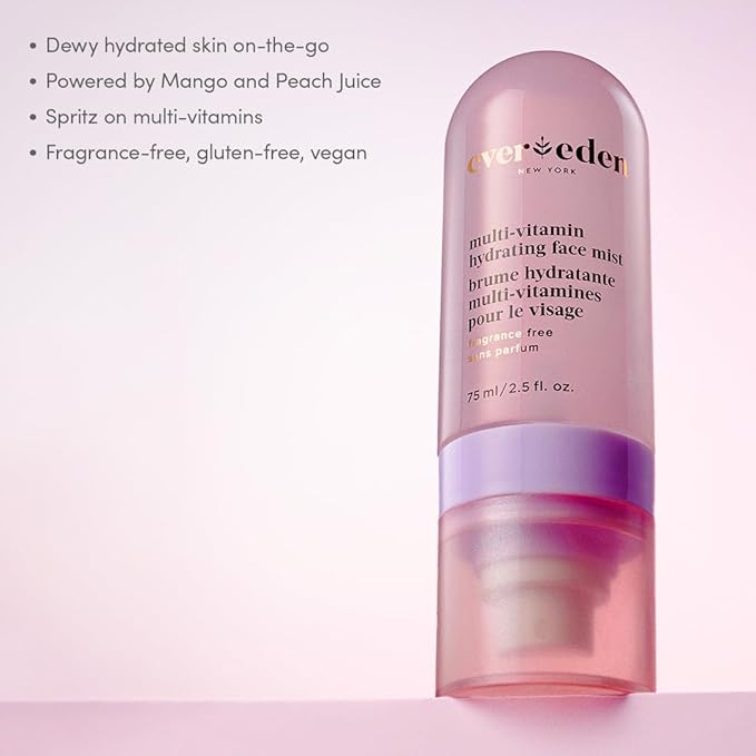 Evereden Kids Multi-Vitamin Hydrating Face Mist | Nourishing Face Spray, Preppy Skincare Essential for Ages 6+ | Clean Formula Safe for Sensitive Skin | Multi-Vitamin Complex, Peach & Mango Juice-FemmiqueWomen