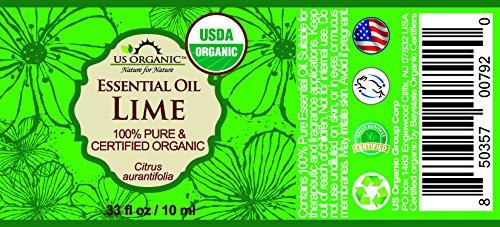 US Organic Lime Essential Oil - Certified Organic, Steam Distilled - W/Euro droppers (More Size Variations Available) (10 ml / .33 fl oz)-FemmiqueWomen