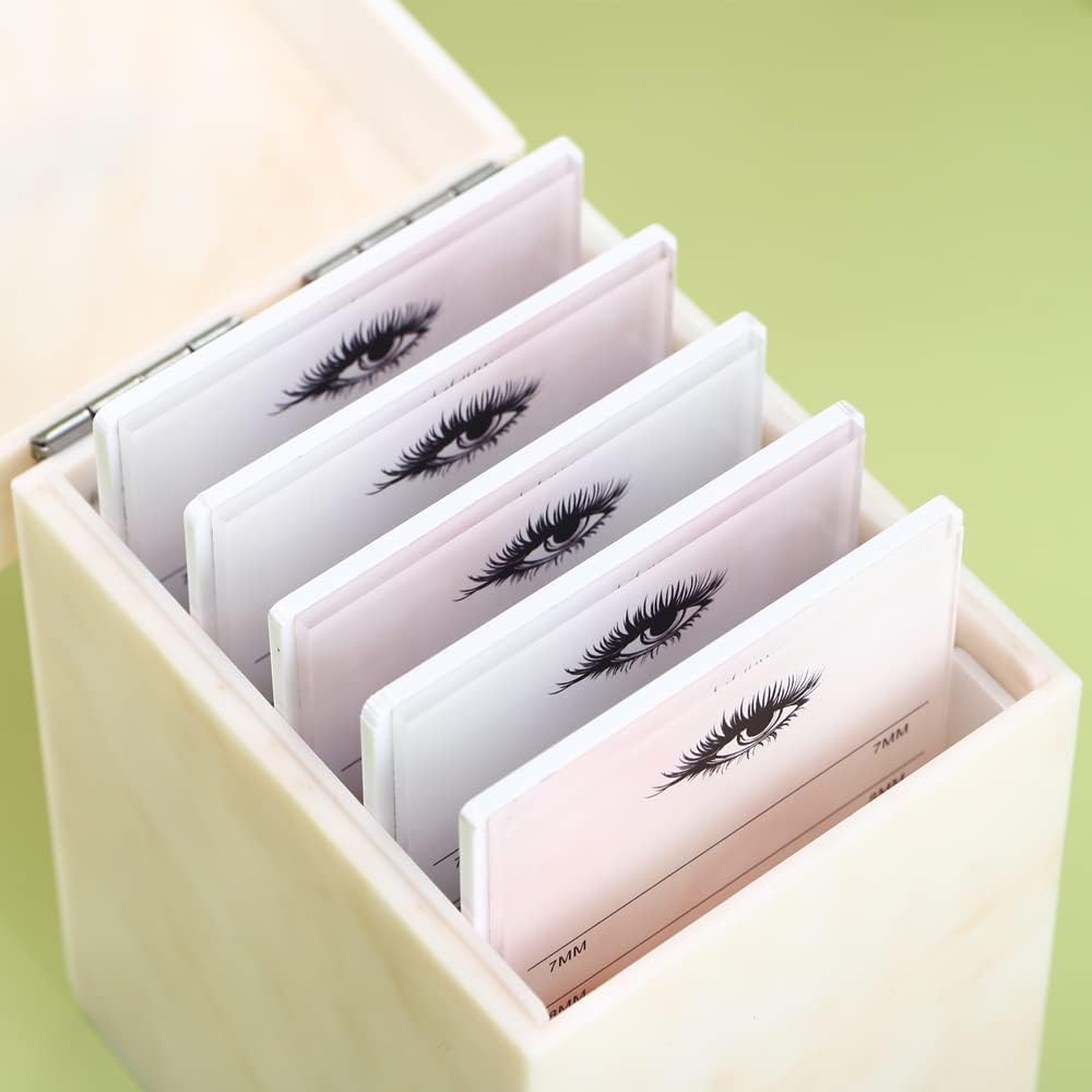 5 Layers Acrylic Eyelash Storage Box, Makeup Eyelashes Extension Close-Packed Display with 5 Pallets, Grafting False Eyelashes Glue Pallet Holder Display Organizer (5 Layers Marble Yellow)-FemmiqueWomen