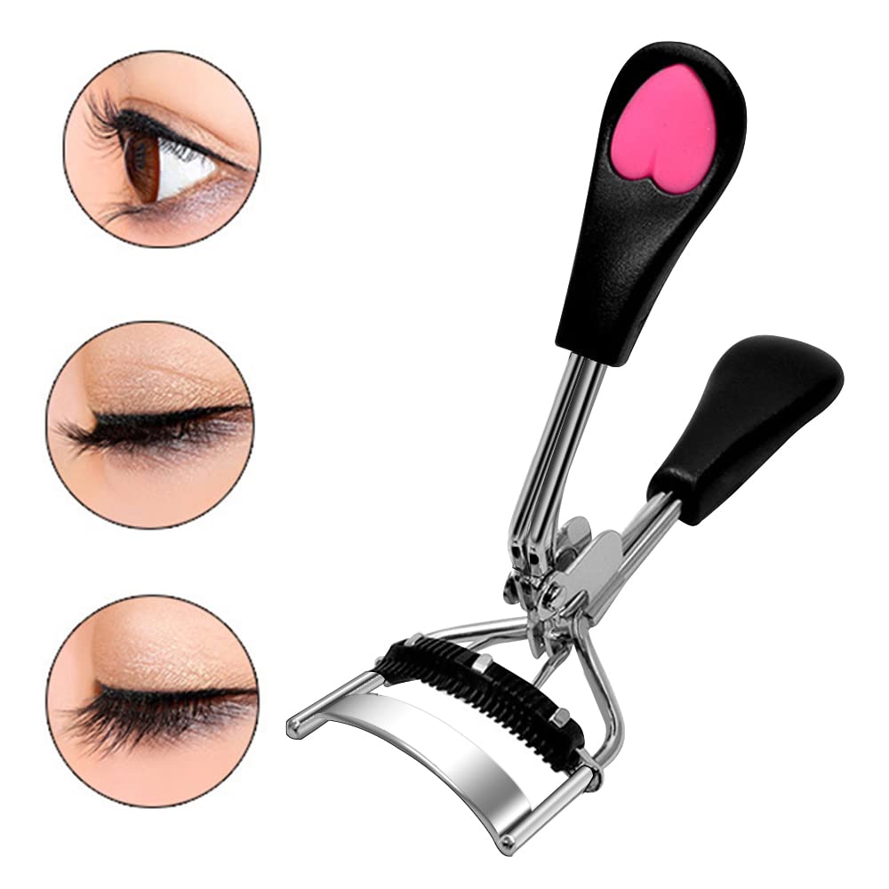 Pinkiou Eyelash Curlers with Comb and Eyelash Separator Set Professional Lash Curler with Built-in Comb Ergonomic Heart-Shaped Handle and Eyelash Comb Tool for Daily Makeup-FemmiqueWomen