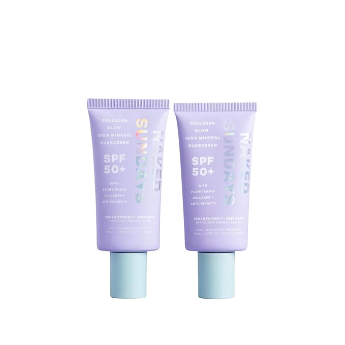 Naked Sundays SPF 50 Mineral Facial Sunscreen, Hydrating SPF with Zinc Oxide, Primer & Sheer Tint for Healthy Glow - 2 pack-FemmiqueWomen