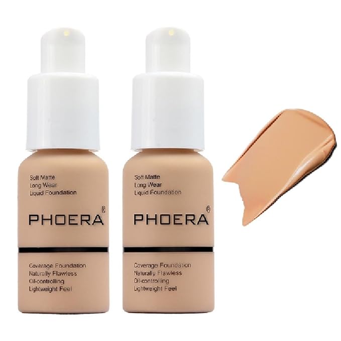 2 Pack PHOERA Foundation 104 Buff Beige Makeup,Full Coverage Foundation for Women and Girls-FemmiqueWomen