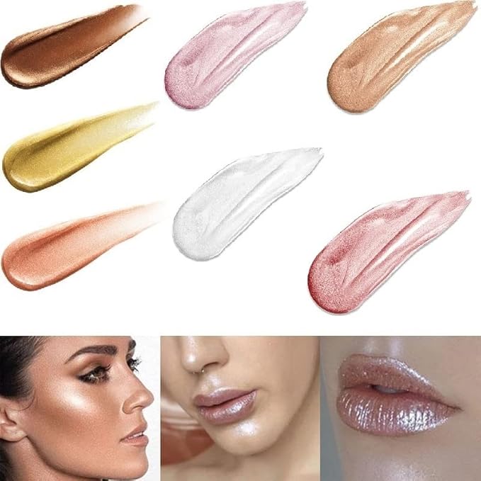 2 Pack Body Luminizer,Shimmer Body Highlighter Makeup Liquid Gloss Makeup for Glitte Face Body Gloss Cream.(104 Soft Yarn Pink)-FemmiqueWomen