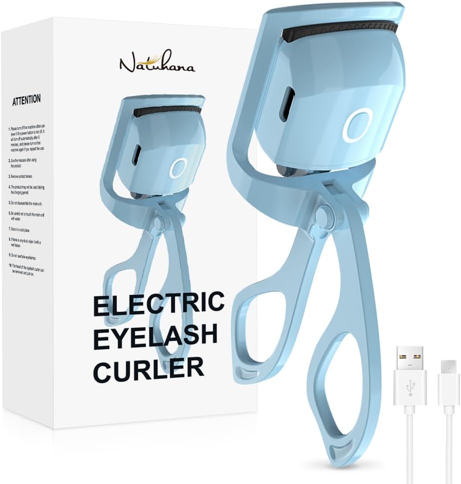 Heated Eyelash Curler with USB,Fast Heat up & 24H Long-Lasting,Rechargeable Electric Lash Curlers,Temperature Control,Safe Anti-Burn Quick Natural Curling Eye Lashes,Blue-FemmiqueWomen