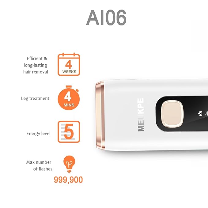 IPL Laser Hair Removal Device for Women Men at Home, Upgraded to 999,900 Flashes Permanent for Facial Legs Arms Bikini Line Whole Body Treatment (White Gold)-FemmiqueWomen