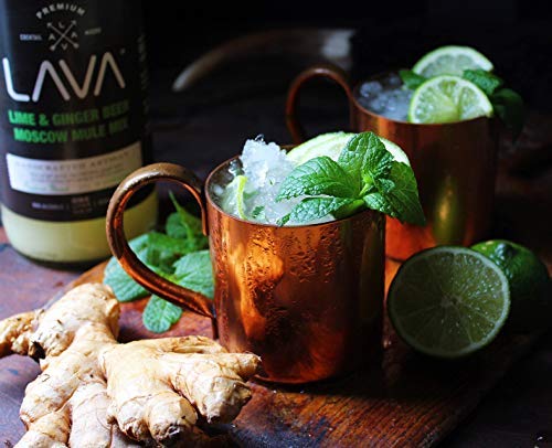 (3 Pack) LAVA Premium Spicy Moscow Mule Mix by LAVA Craft Cocktail Co., Made with Ginger Beer, Key Lime Juice, Real Ginger Puree, No Artificial Sweeteners, Ready to Use, 1-Liter (33.8oz) Glass Bottle-FemmiqueWomen