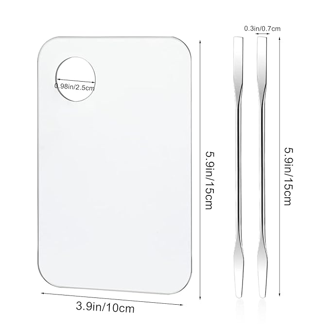 2PCS Acrylic Cosmetic Palette with 2PCS Spatula Tool,Makeup Palette Mixing Tray Apply for Foundation Eye Shadow Lipsticks Nail Art Professional Pigment Blending-FemmiqueWomen