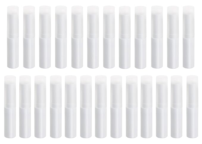 0.14oz Empty Flavored Lip Balm Container Tubes Plastic Homemade Moisturizing Lip Stick with Caps Bulk Fit for Women Adult DIY Making Supplies, 25 Count (White)-FemmiqueWomen