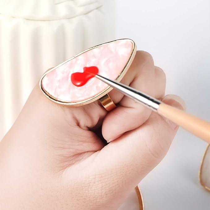 2 Pcs Resin Mixing Palette with Finger Rings Eyelash Extension Glue Rings Nail Art Equipment-FemmiqueWomen