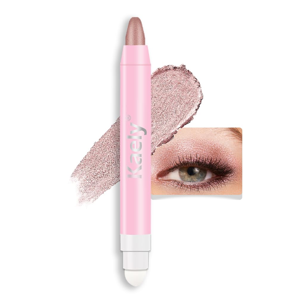 1Pcs Mauve taupe Shimmer Cream Eye Shadow Brightener Sticks for Eyes Waterproof Pigmented, Double Ended Cream Eyeshadow Stick Pencil Pen with Applicator, Eye Shadow Palette Highlighter Makeup 36-FemmiqueWomen