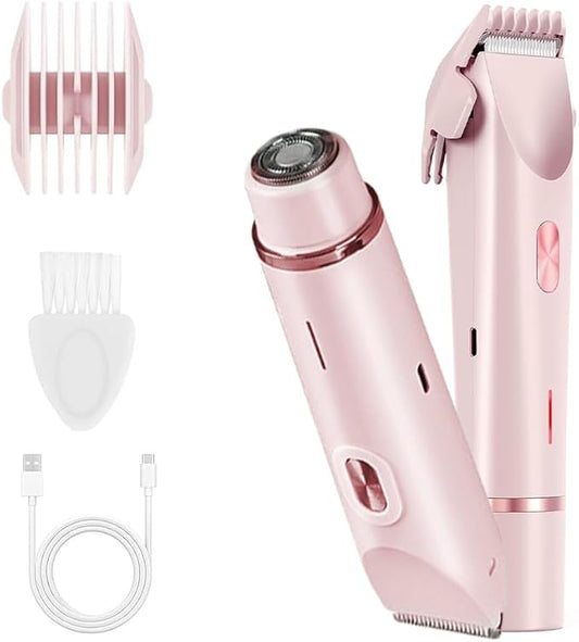 2 in 1 Womens Body Shaver,2025 Glow Aura Electric Razor, Dual Head Shaver Women, Electric Razor for Womens Legs, IPX7 Waterproof Wet & Dry Use Body Intimate Areas,Pink-FemmiqueWomen