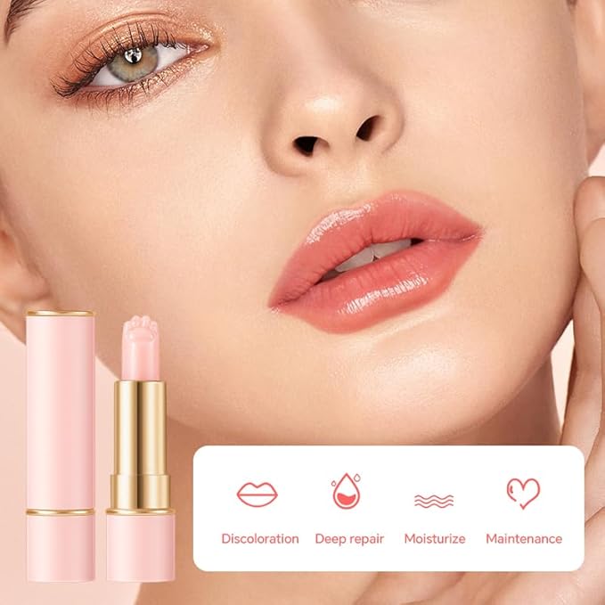 2PCS Thermochromic Lip Balm,Cat Paw Shaped Color Changing Lip Balm, Mini Cute Moisturizing Lip Balm, Long Lasting Lip Balm for Dry Lips Temperature Change Fruit Jelly Lipstick for Female Student-FemmiqueWomen
