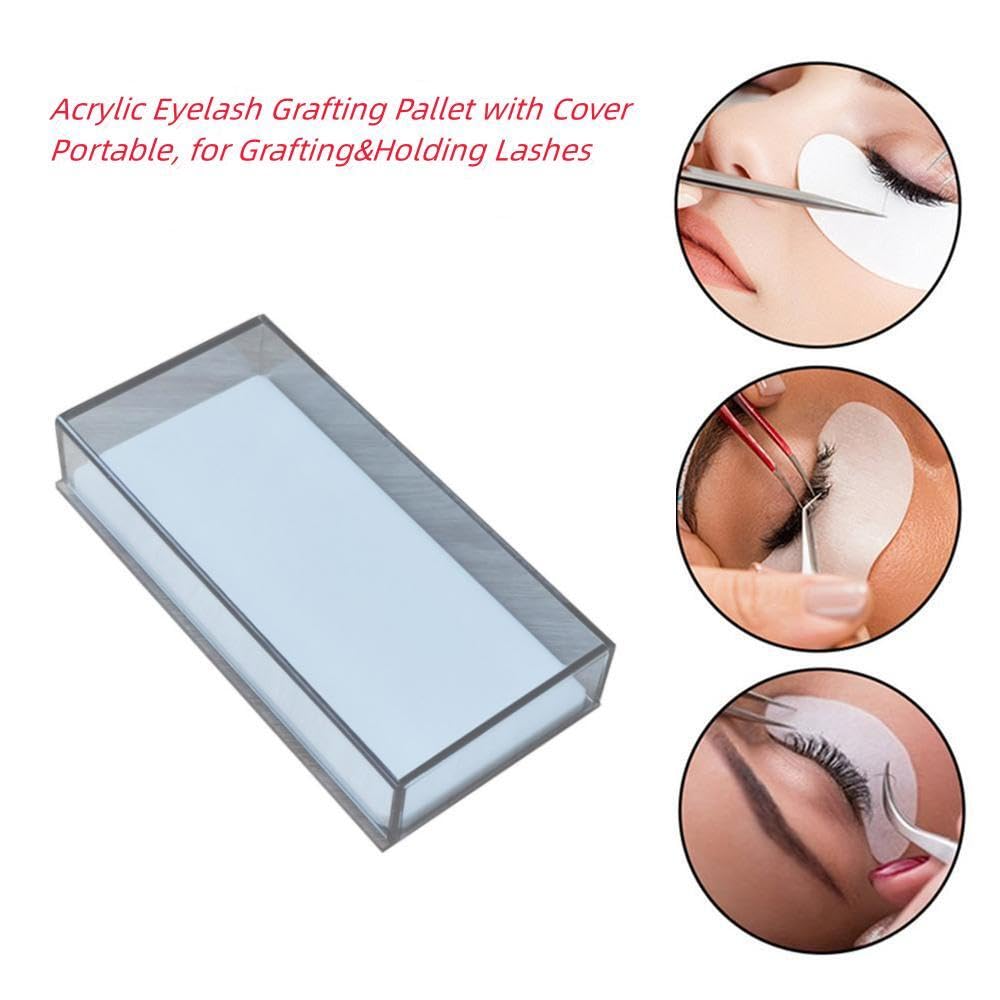 Eyelash Grafting Pallet with Cover, Dust-proof Acrylic Lash Tile holder, Eyelash Extensions Storage Gasket Pads (Grey)-FemmiqueWomen