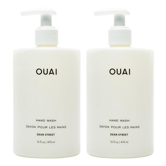 OUAI Hand Wash Full Size, Dean Street - Liquid Hand Soap with Jojoba, Avocado, & Rose Hip Oil for Replenished Skin - Gentle Exfoliating Kitchen & Bathroom Soap - (2 Pack, 16 Fl Oz Each)-FemmiqueWomen