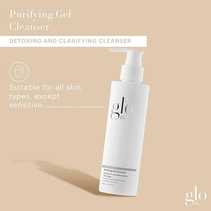 Glo Skin Beauty Purifying Gel Cleanser - Salicylic Acid + Niacinamide Face Wash Balances Skin, Targets Clogged Pores, Excess Oil & Breakouts - Gently Exfoliates & Minimizes Appearance of Fine Lines-FemmiqueWomen