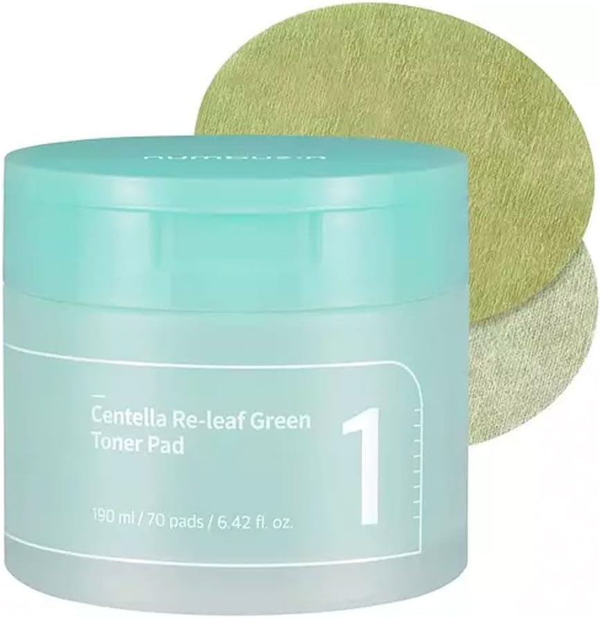 numbuzin No.1 Toner Pads | Centella Re-Leaf Green Toner Pad | Double-Sided | Centella Asiatica, Heartleaf, Licorice Root | Calming, Hydrating, Exfoliating | 70 Pads/6.42 fl. oz.-FemmiqueWomen