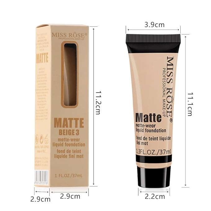 2 Pack Liquid Foundation Cream for Face Makeup,Durable Full Coverage Matte Concealer Make Up,Oil Control & Waterproof Base Primer -1+1 Fl.Oz (BEIGE 3#)-FemmiqueWomen