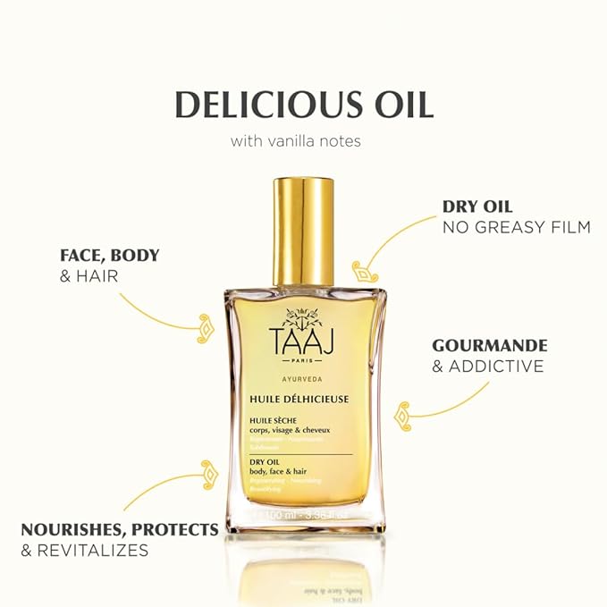 | Délhicieuse Dry Beauty Oil | Face, Body & Hair | Nourishes, Protects & Revitalizes | Silky Skin & Repaired Hair | Ayurvedic-Inspired Skincare | 96% Natural Ingredients | Vegan | 1.7 fl oz-FemmiqueWomen