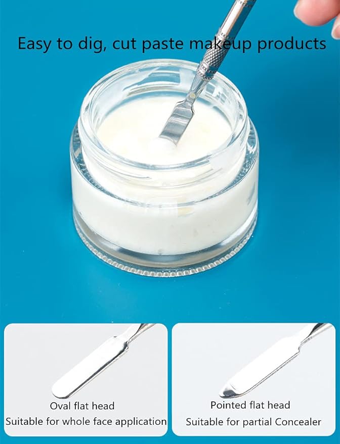 2pcs Stainless Steel Cosmetic Makeup Palette, Upgrad Stainless Steel Metal Makeup Palette with Spatula Artist Tool for Mixing Foundation Nail-Art (A)-FemmiqueWomen