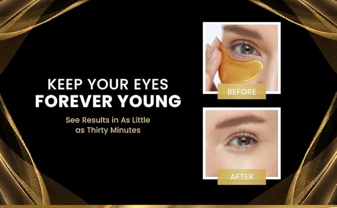 24K Gold Under Eye Mask | Under Eye Treatment for Women | Collagen Eye Pads with Hydrogel | Eye Patches | Eye Mask Skin Care | 48 Pairs (3 packs)-FemmiqueWomen
