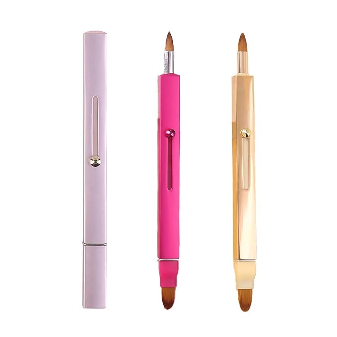 Lip Applicator Brush - 3 Pack Exquisite Professional Dustproof Retractable Lip Brush - Makeup Lipstick Lip Gloss Applicators (Pink Red Gold)-FemmiqueWomen